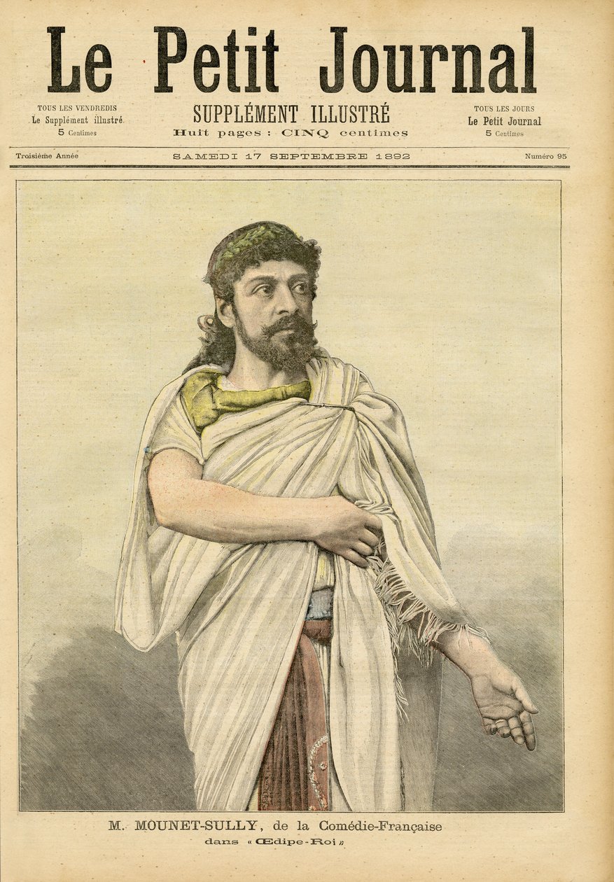 M. Mounet-Sully em Oedipus Rex na Comédie-Française, capa do &39;Le Petit Journal&39; de French School