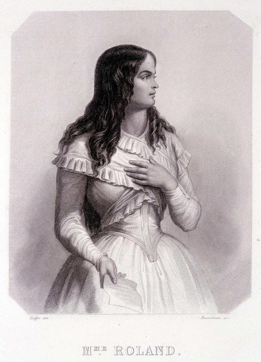Madame Roland (ou Roland de la plataière, Jeanne Marie ou Monon Philipon), política francesa (1754-1793) - gravura de French School