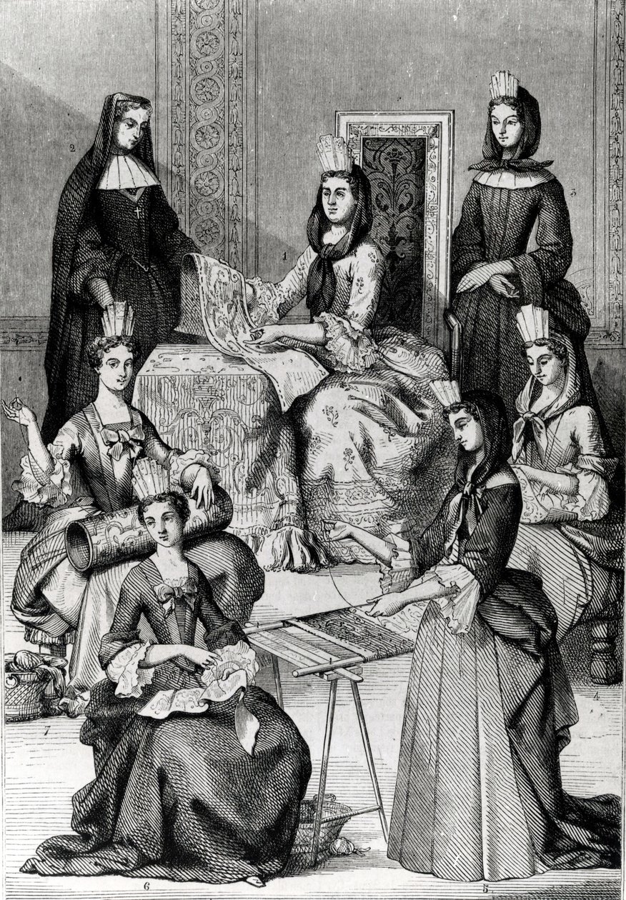 Madame de Maintenon com suas damas na espera de French School