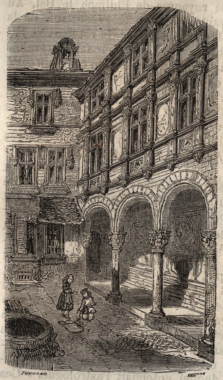 Casa de Agnes Sorel ou Hotel Euverte-Hatte (1524) em Orleans - gravura em "Histoire de France" de Victor Duruy (1811-1894) - 1882 de French School