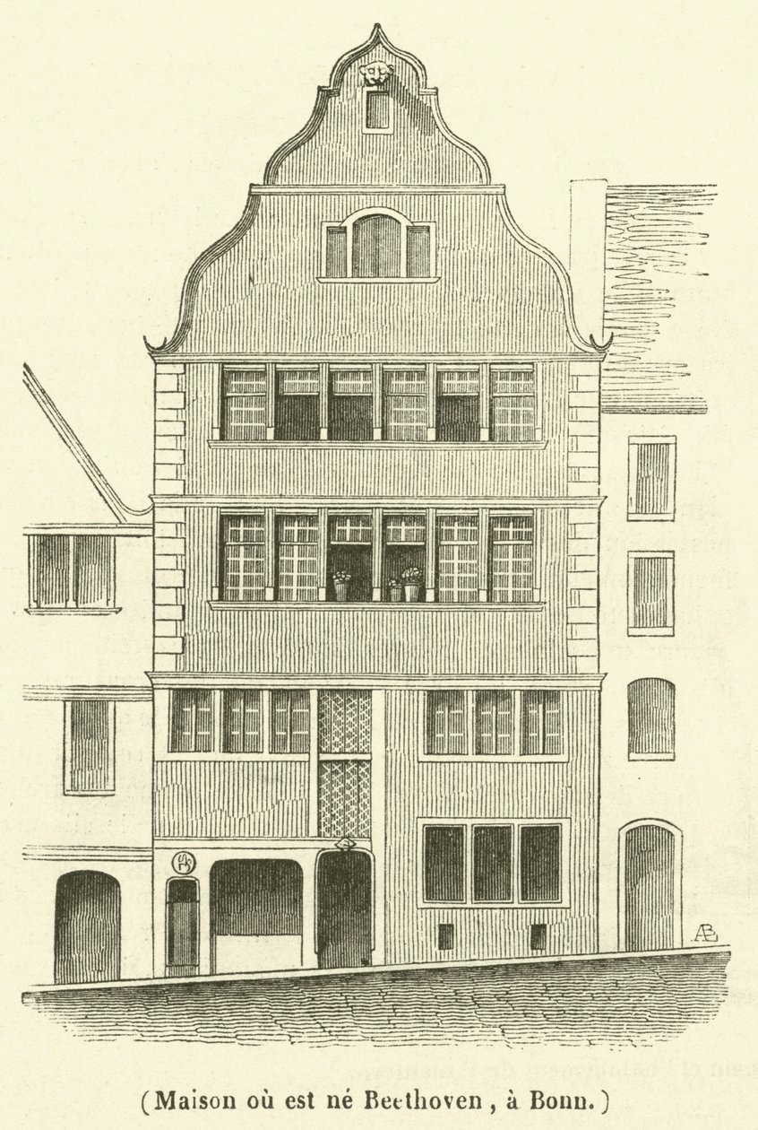 Maison ou est ne Beethoven, a Bonn (gravura) de French School