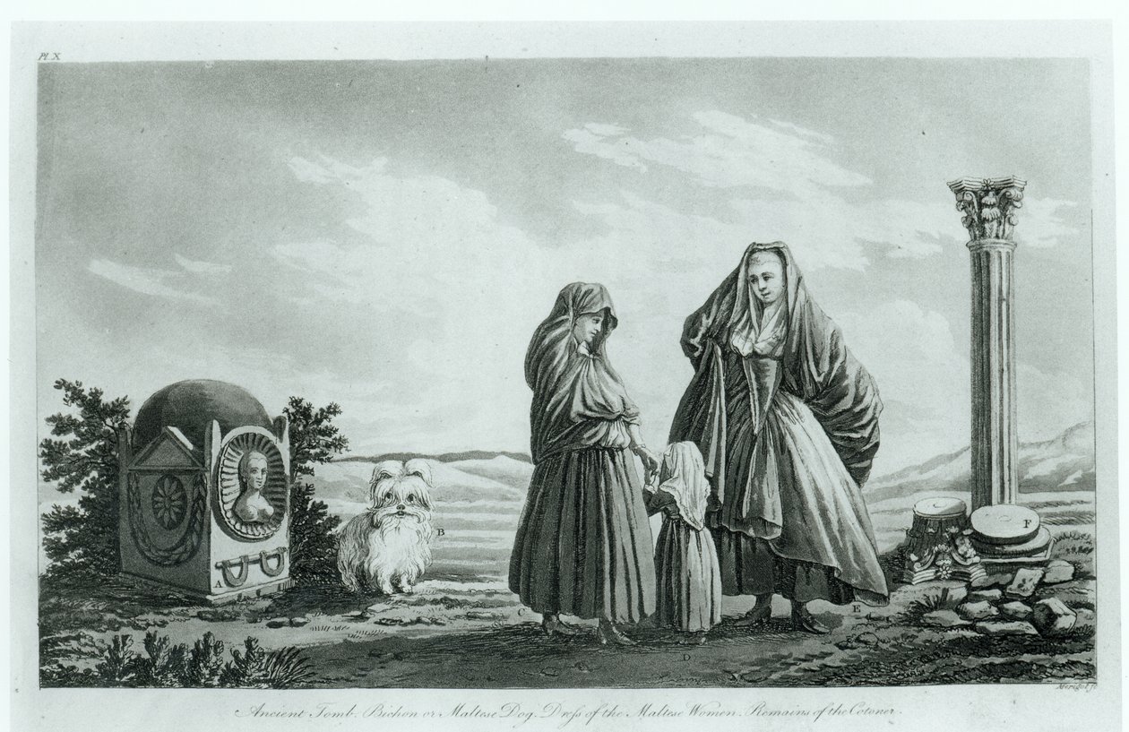 Mulheres maltesas, da antiga e moderna Malta por Pierre Marie Louis de Boisgelin de Kerdu, publicado em 1805 de French School