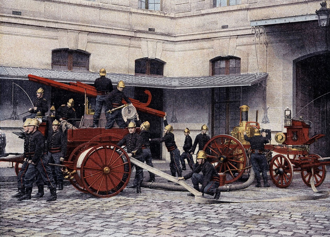 Manobras dos bombeiros de Paris - em "Album militaire" - Bombeiros de French School