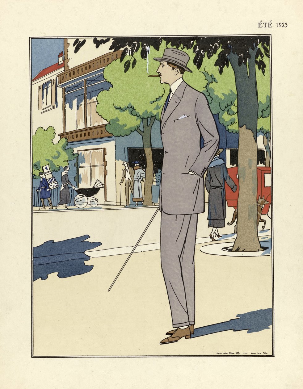Fato de homem, de Marc-Luc, pub. 1923 (gravura em pochoir) de French School