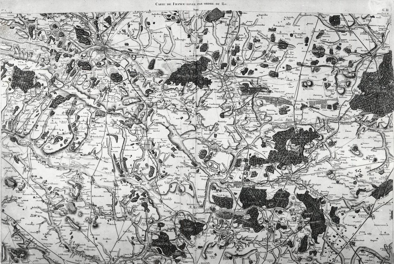 Mapa (de Beauvais a Senlis) de Cassini elaborado pela família Cassini, especialmente por Cesar-François Cassini (Cassini III) e seu filho Jean-Dominique Cassini (Cassini IV). As folhas foram feitas entre 1756 e 1789 e as 181 folhas do mapa foram publicadas de French School