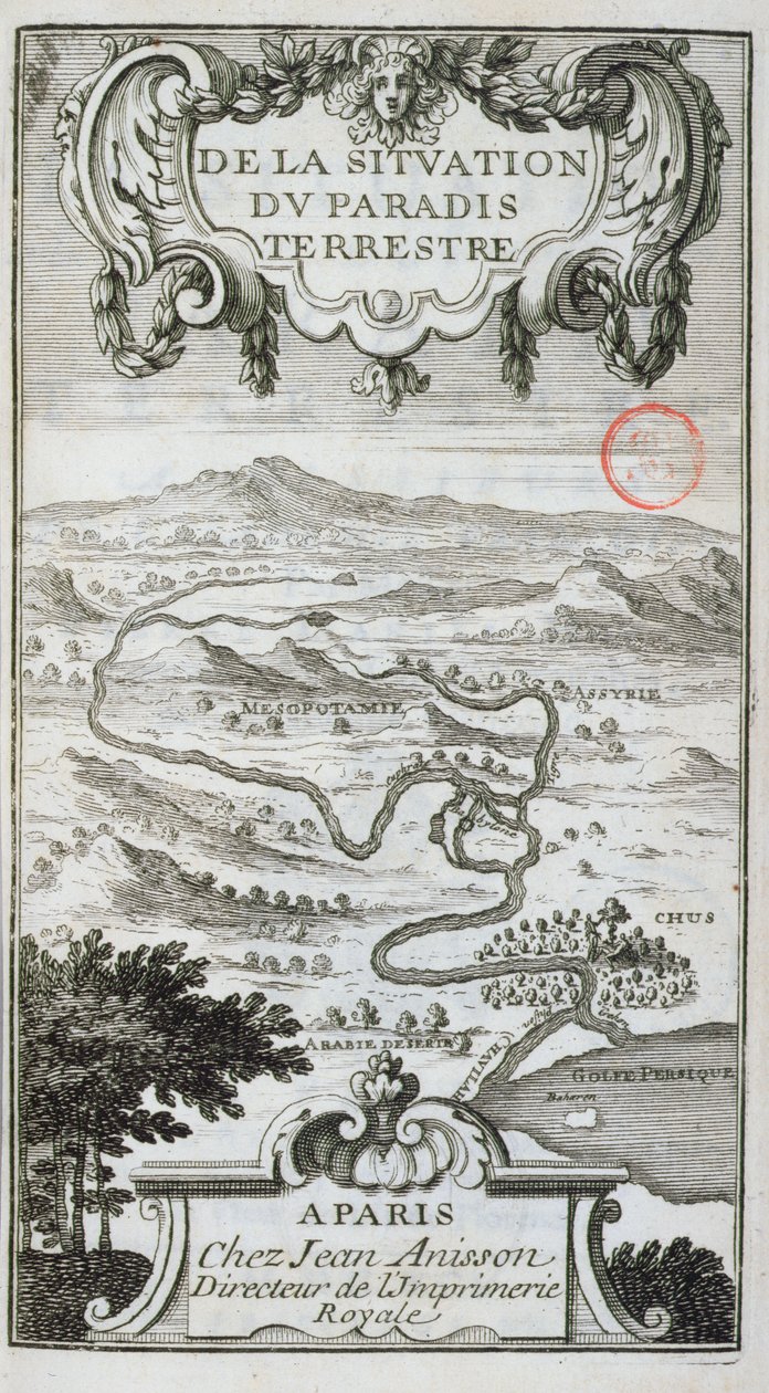 Mapa da Situação do Paraíso Terrestre, 1691 de French School