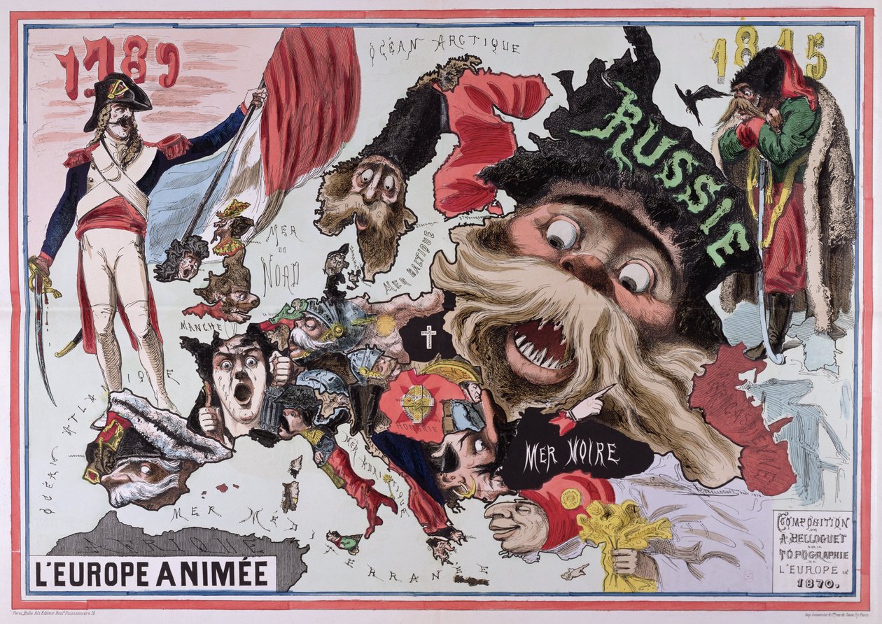 Mapa da Europa Animada 1870 de French School
