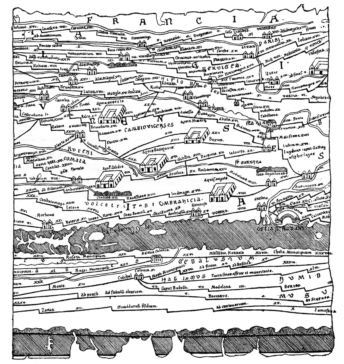 Mapa da Gália - fragmento de French School
