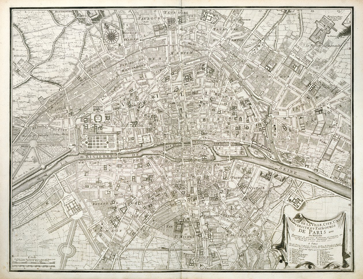 Mapa de Paris, de LAtlas de Paris por Jean de la Caille, 1714 de French School