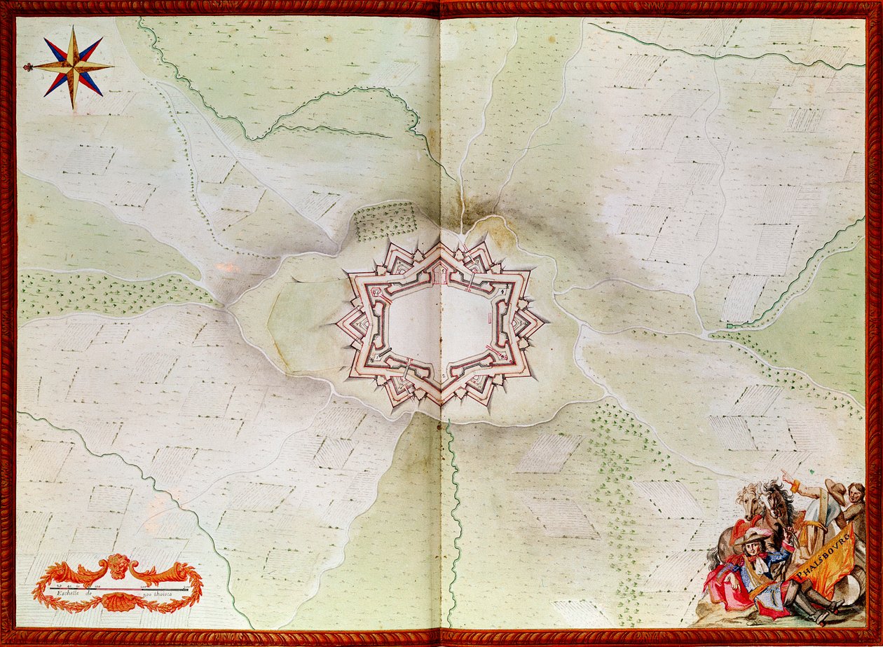 Mapa de Phalsbourg, do Atlas de Louis XIV de French School