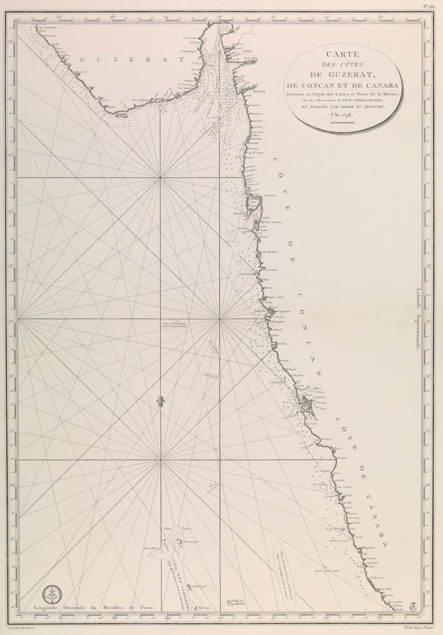 Mapa da costa de Gujarat de French School