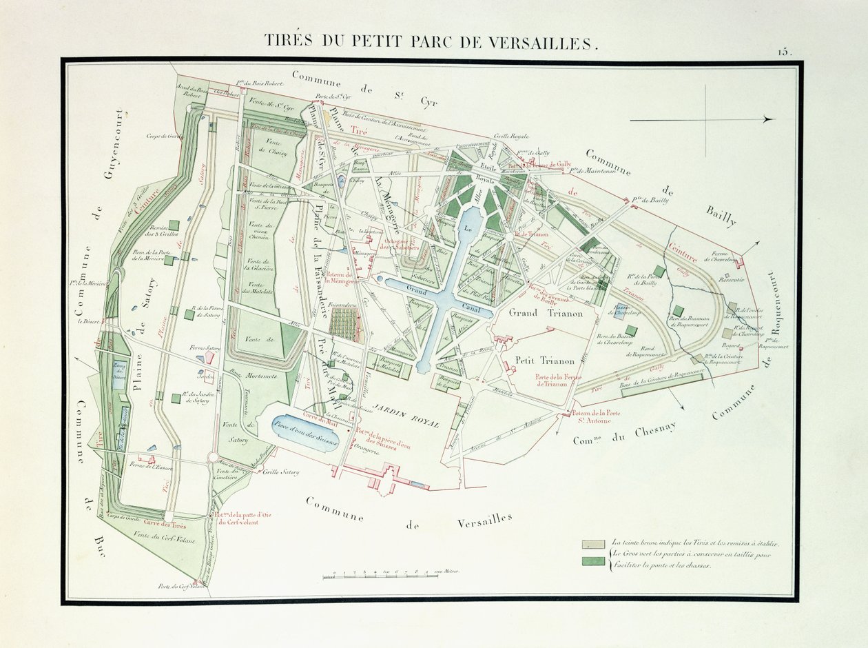 Mapa do Pequeno Parque de Versalhes, 1818-1819 de French School