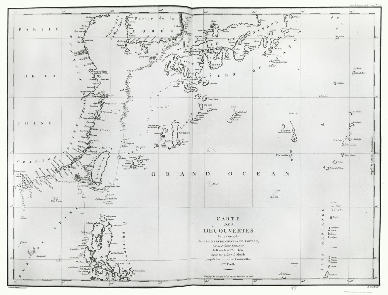 Mapa do Mar do Sul da China, a partir do itinerário de La Perouse de French School
