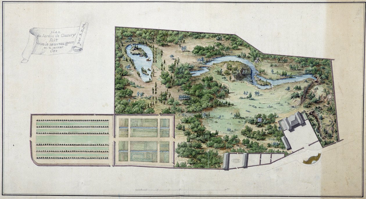 Mapa do jardim de Chanvry (Sena e Oise) de French School