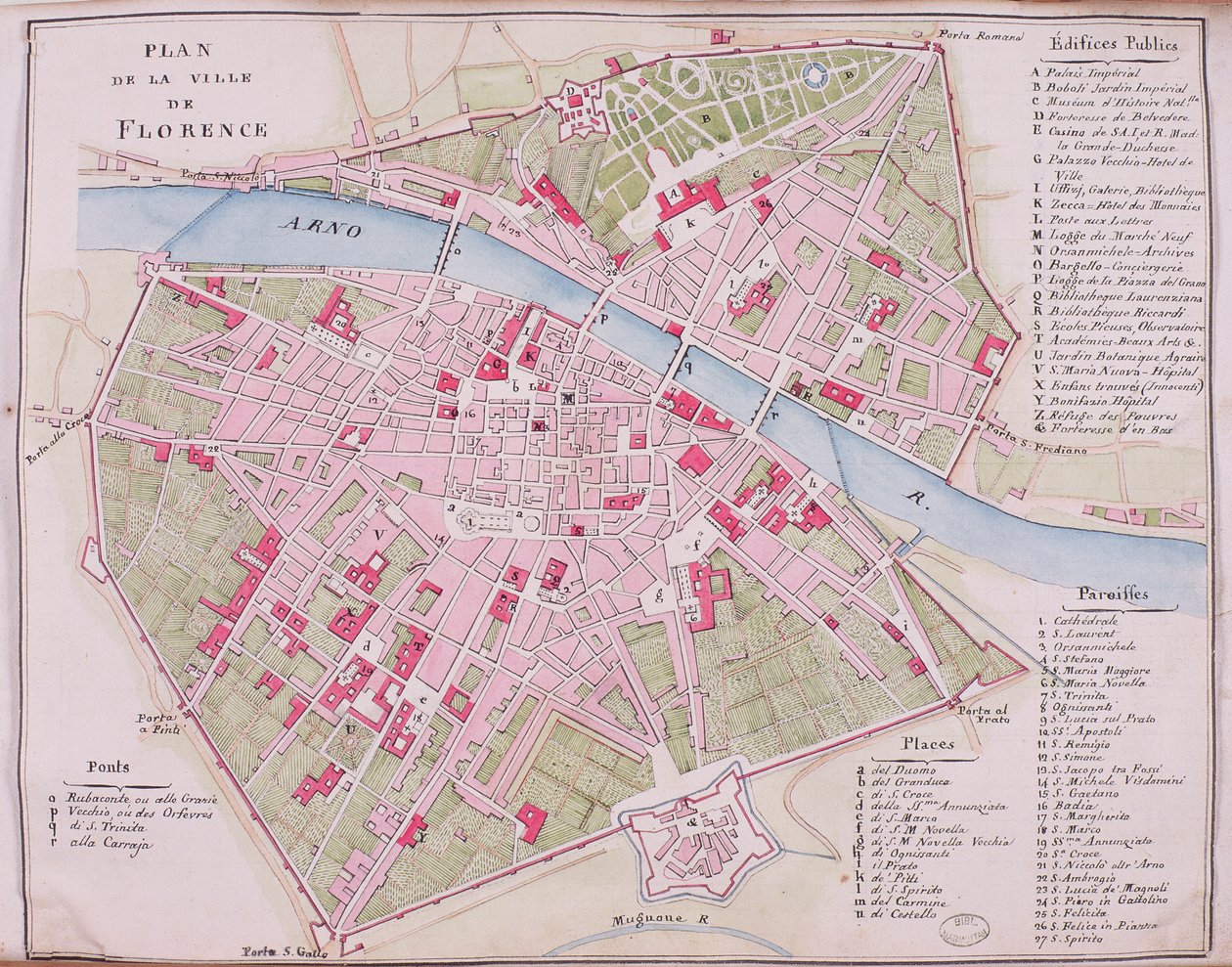 Mapa da cidade de Florença de French School