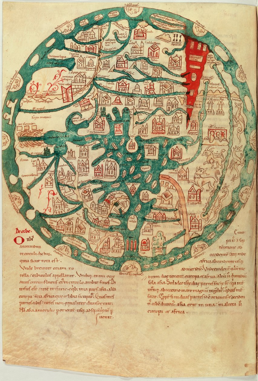 Mappamundi, depois de Isidore de Sevilha, c.1130-1135 de French School