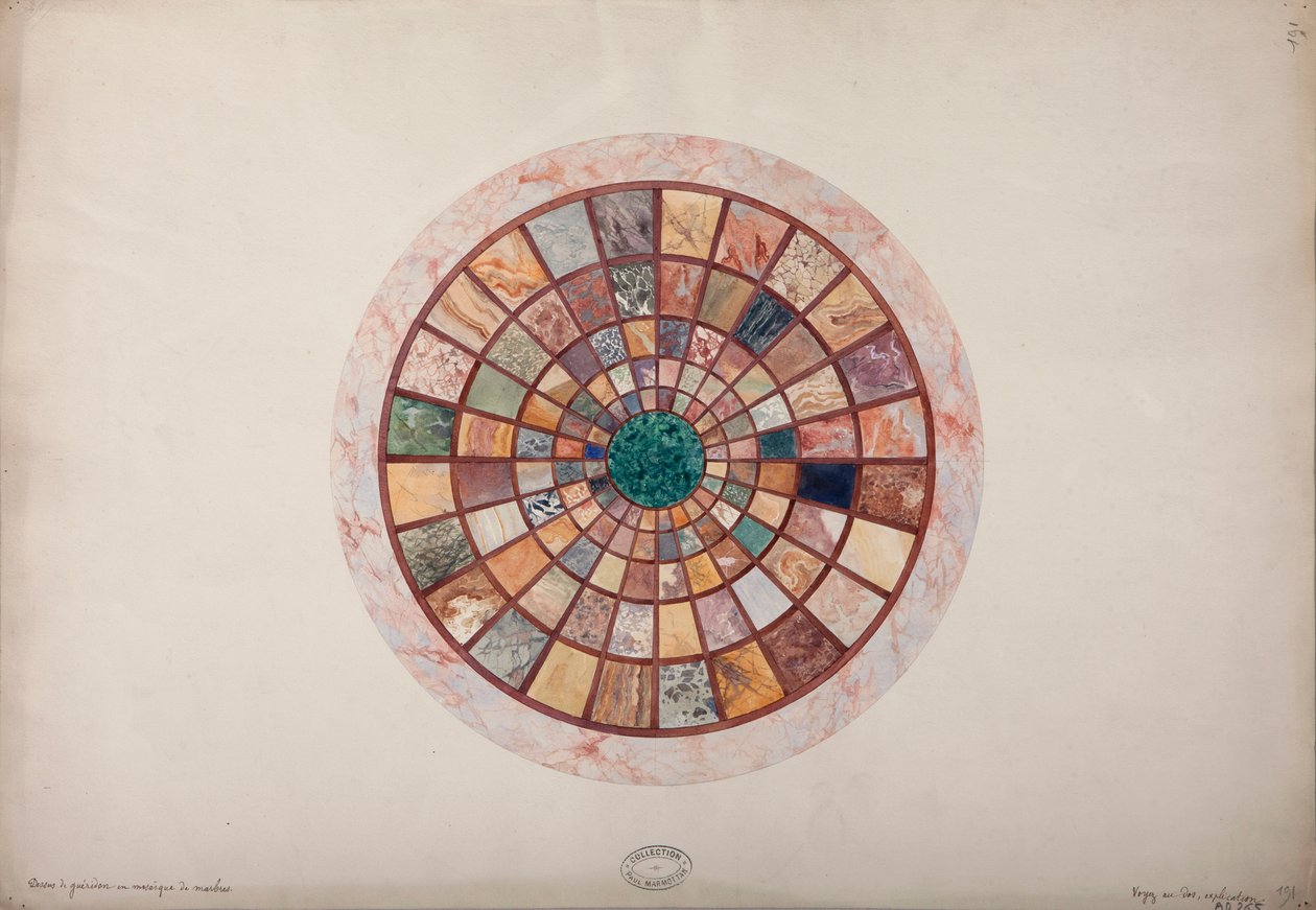 Mosaico de mármore no topo do pedestal feito para a princesa Elisa, c.1900-20 de French School