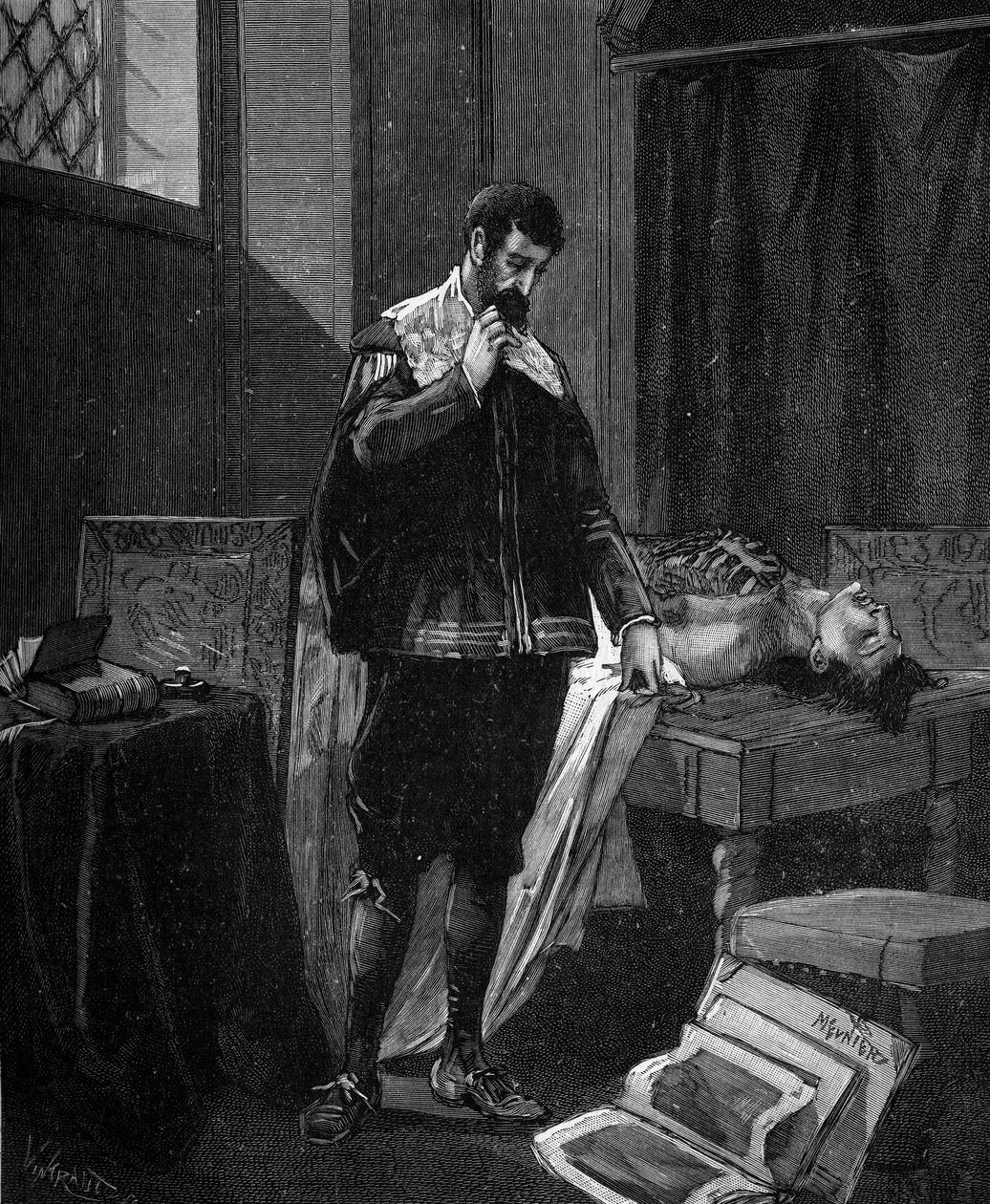 Marcello Malpighi (1628-1694), médico e anatomista italiano praticante de autópsia. de French School
