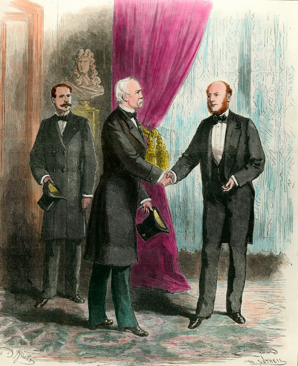 Marechal Mac Mahon (1808-1898) visitando o novo presidente da república Jules Grevy (1807-1891) após as eleições presidenciais de 1879. Coleção privada. de French School