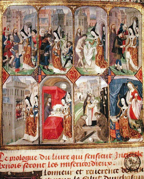 Margaret of York (d.1503) Terceira Esposa de Charles the Bold (1433-77) Duque de Borgonha, Executando Atos de Caridade, de 