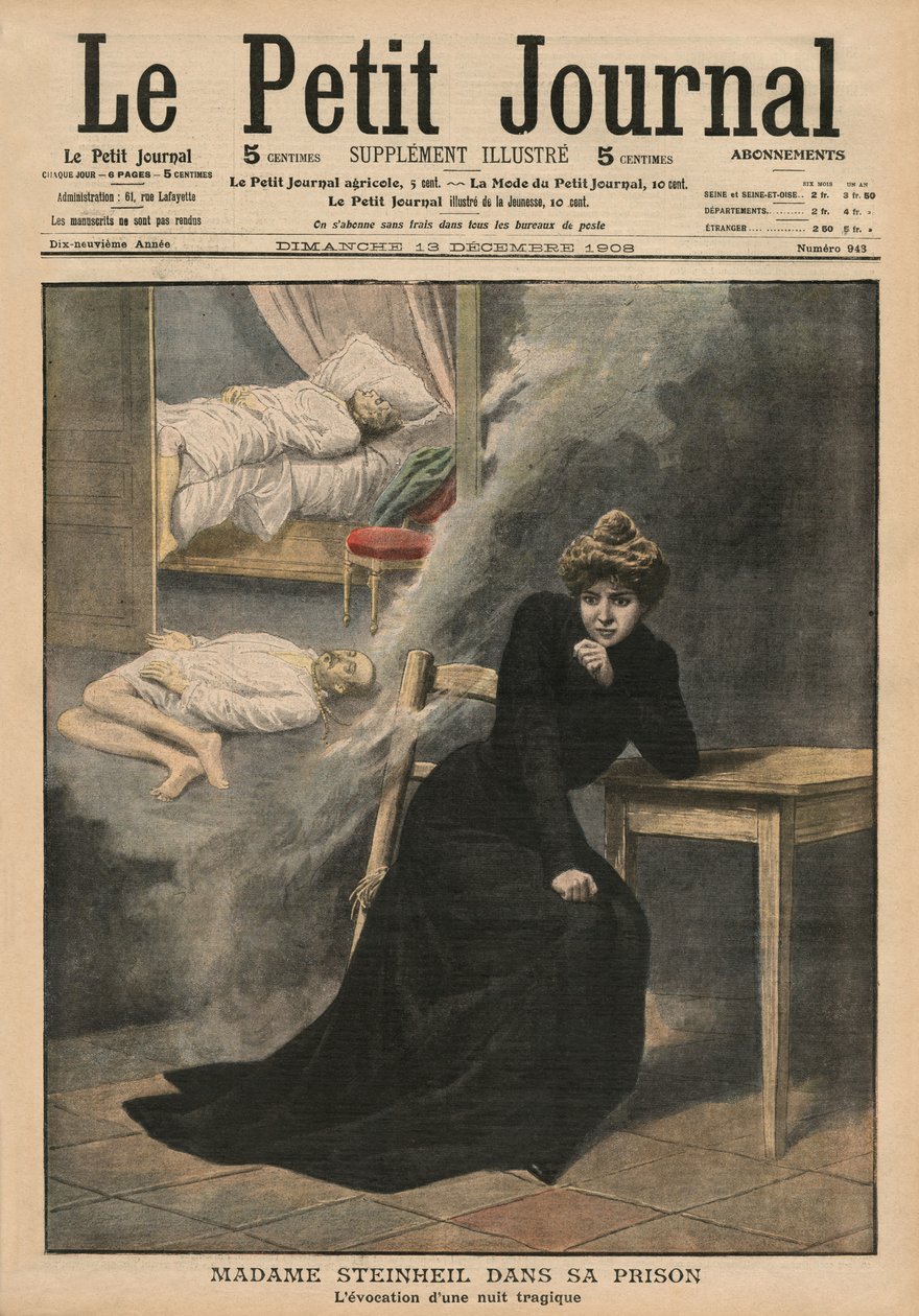 Marguerite Steinheil na prisão, ilustração da capa do &39;Le Petit Journal&39;, suplemento ilustre, 13 de dezembro de 1908 de French School