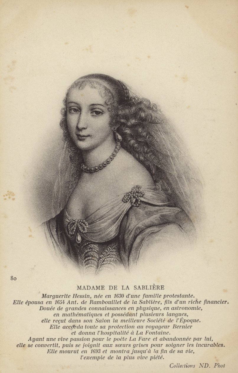 Marguerite de la Sabliere (c1640-1693), salonista francesa (litografia) de French School