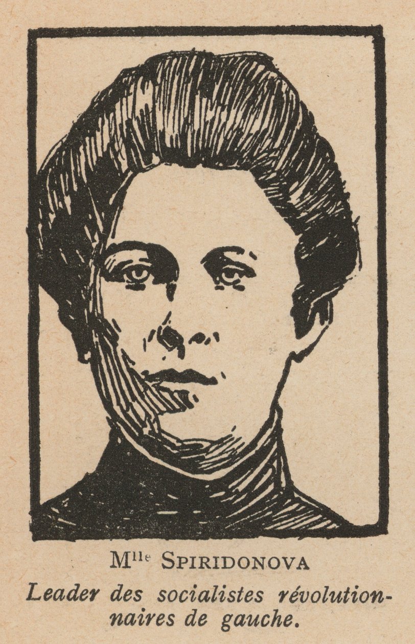Maria Spridonova, revolucionária russa e dirigente do Partido dos Socialistas-Revolucionários de Esquerda (litografia) de French School