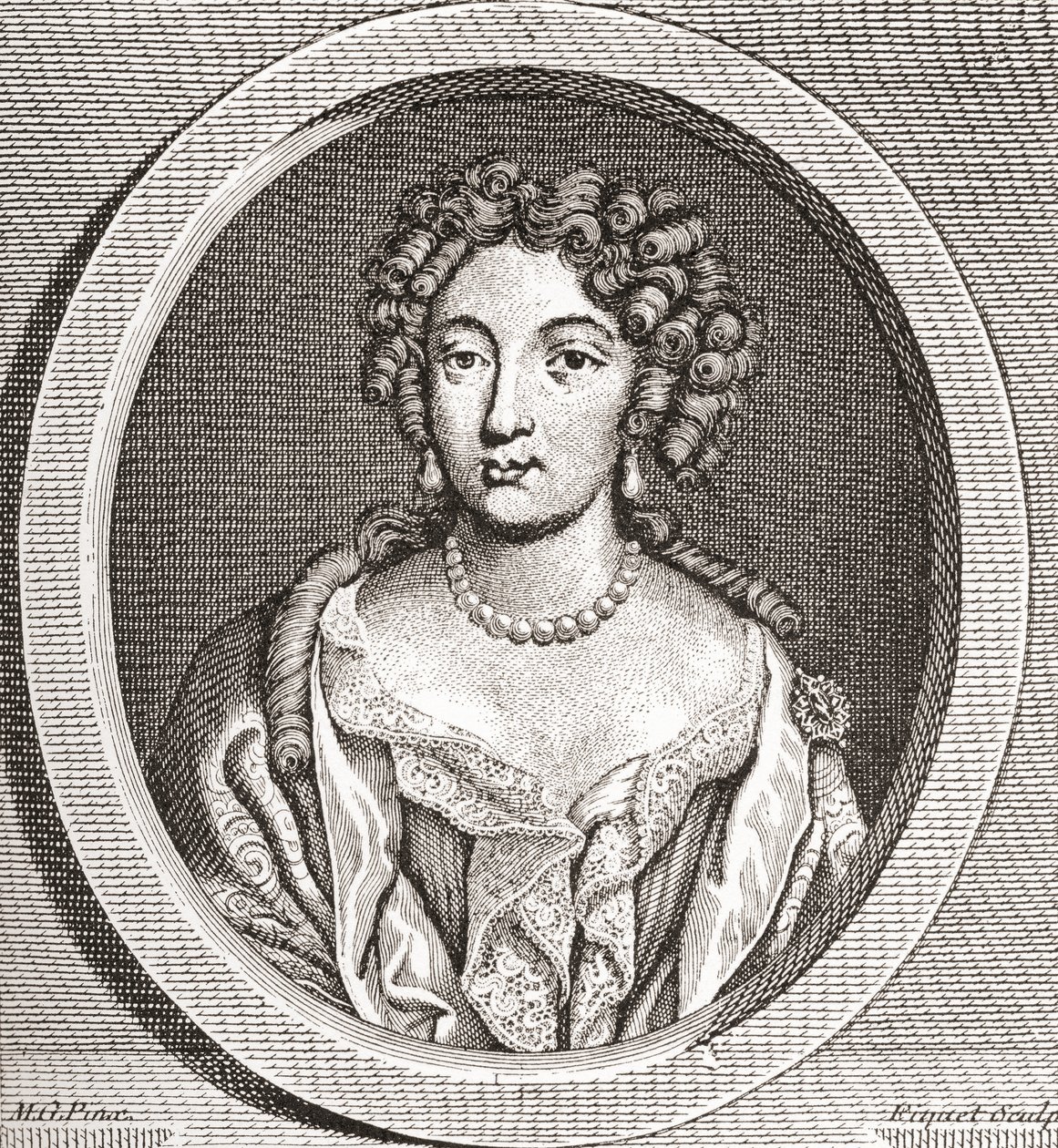 Marie Angélique de Scorailles, 1661 1681. nobre francesa e uma das muitas amantes de Luís XIV. De Les Heures Libres publicado em 1908. de French School