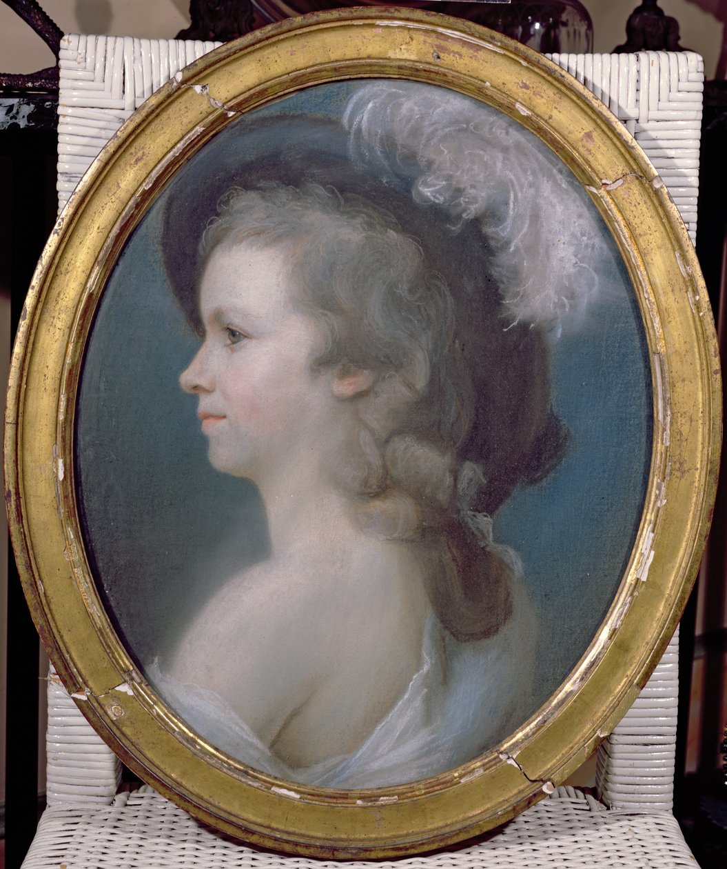 Marie Anne Paulze (1758-1836) como uma jovem garota de French School
