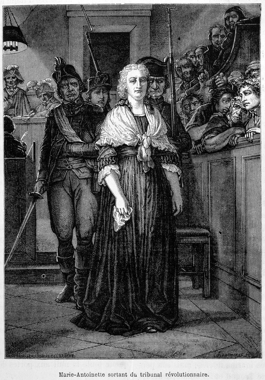 Maria Antonieta deixando o tribunal revolucionário - gravura - em “” L&39;Histoire de France ”” de Henri Martin de French School