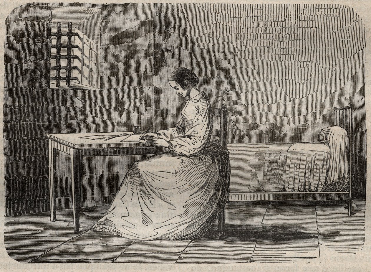 Marie Fortunee Capelle, Marie Lafarge (Madame) (1816-1852) Criminal francesa em sua prisão - Gravação em "Causes celebres de tous les peuples" de Armand Fouquier (1817-18?) 1858-1867 - coleção particular de French School