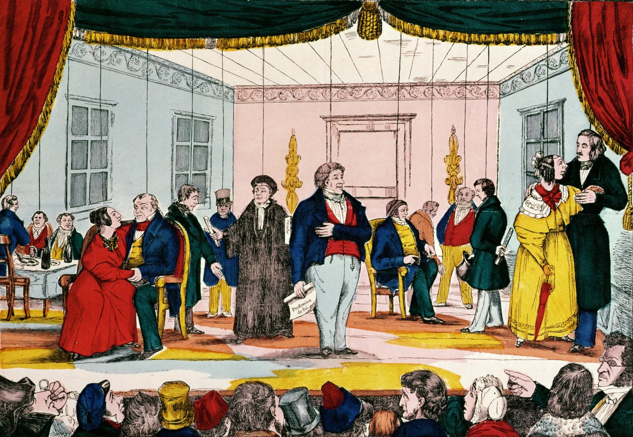 Marionetes, caricatura da burguesia, 1839 de French School