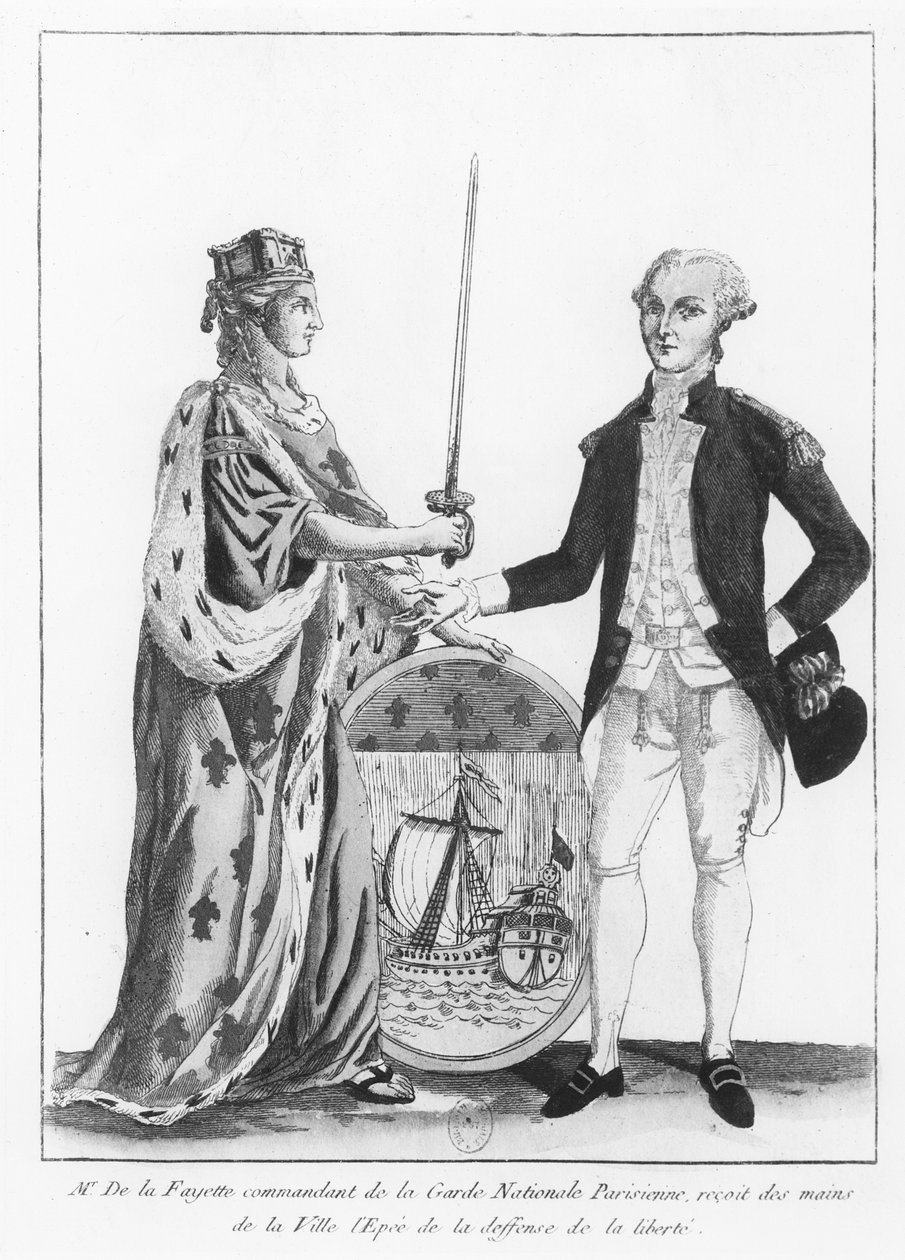 Marquês de La Fayette (litho) de French School