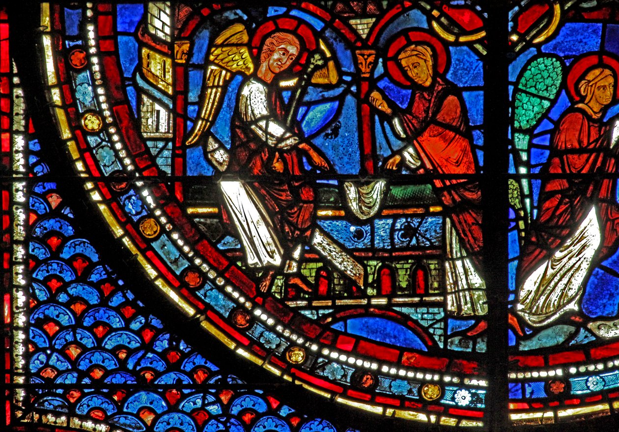 Janela de Maria Madalena: Maria no sepulcro de Jesus (w46) de French School