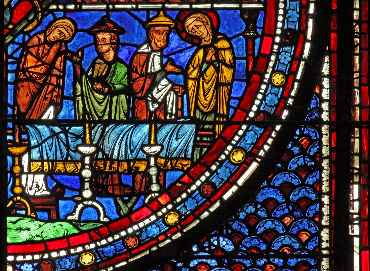 Janela de Maria Madalena: Maria na morte de Lázaro (w46) de French School