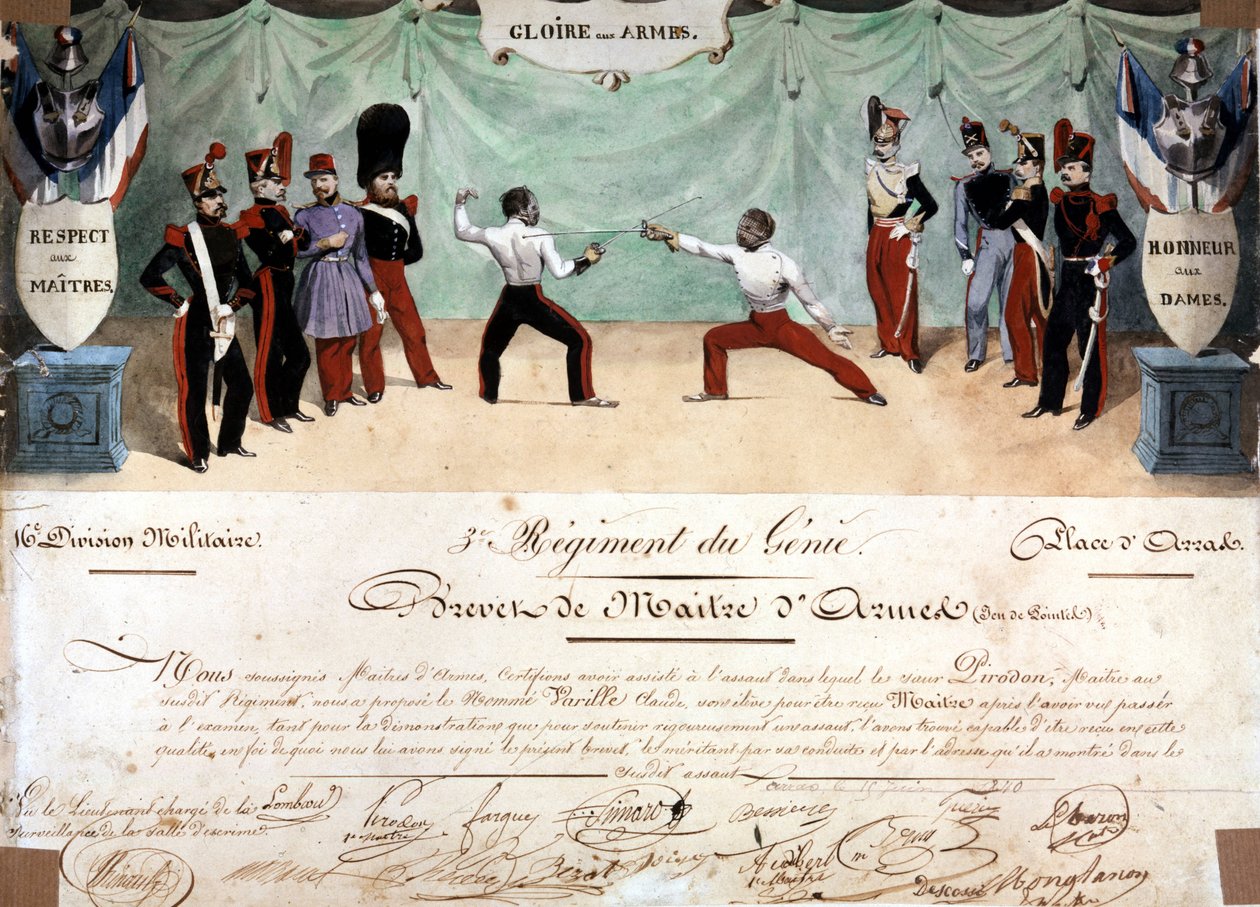 Certificado de Mestre de Armas, 3º Regimento de Engenharia de French School