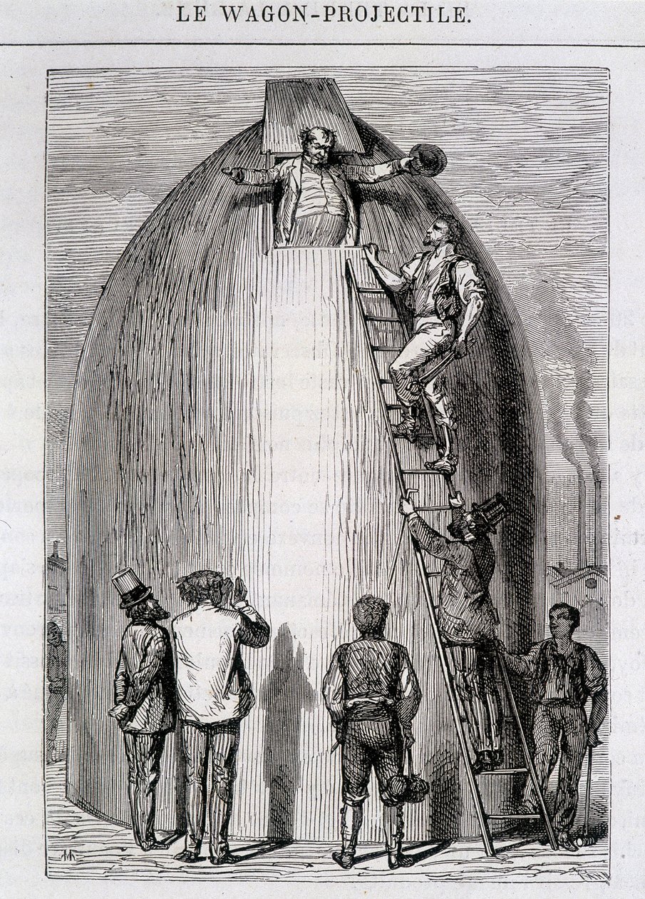 Maston tinha engordado - em From the Earth to the Moon por Jules Verne de French School