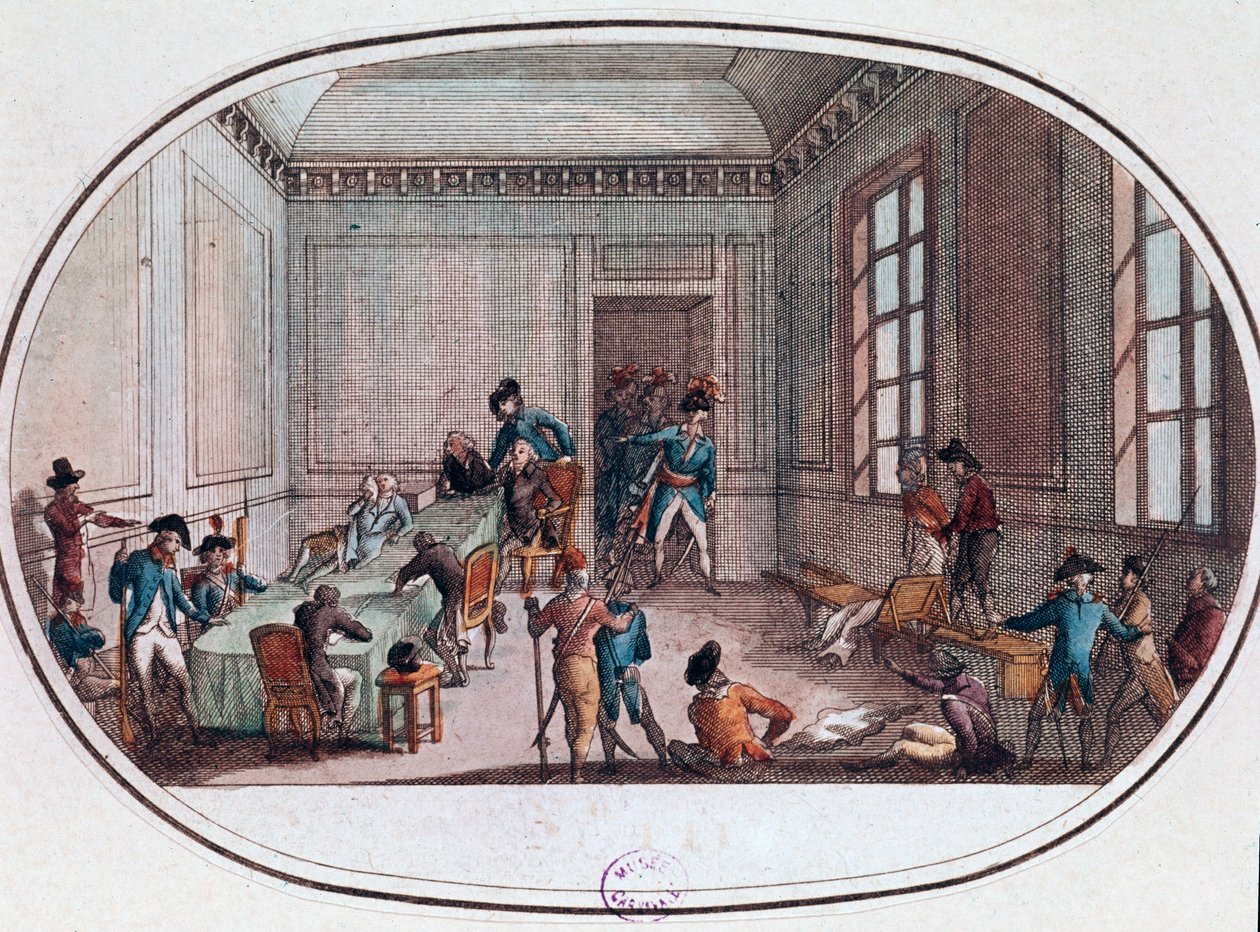 Maximilien de Robespierre ferido na antecâmara do Comite de Salut Public de French School