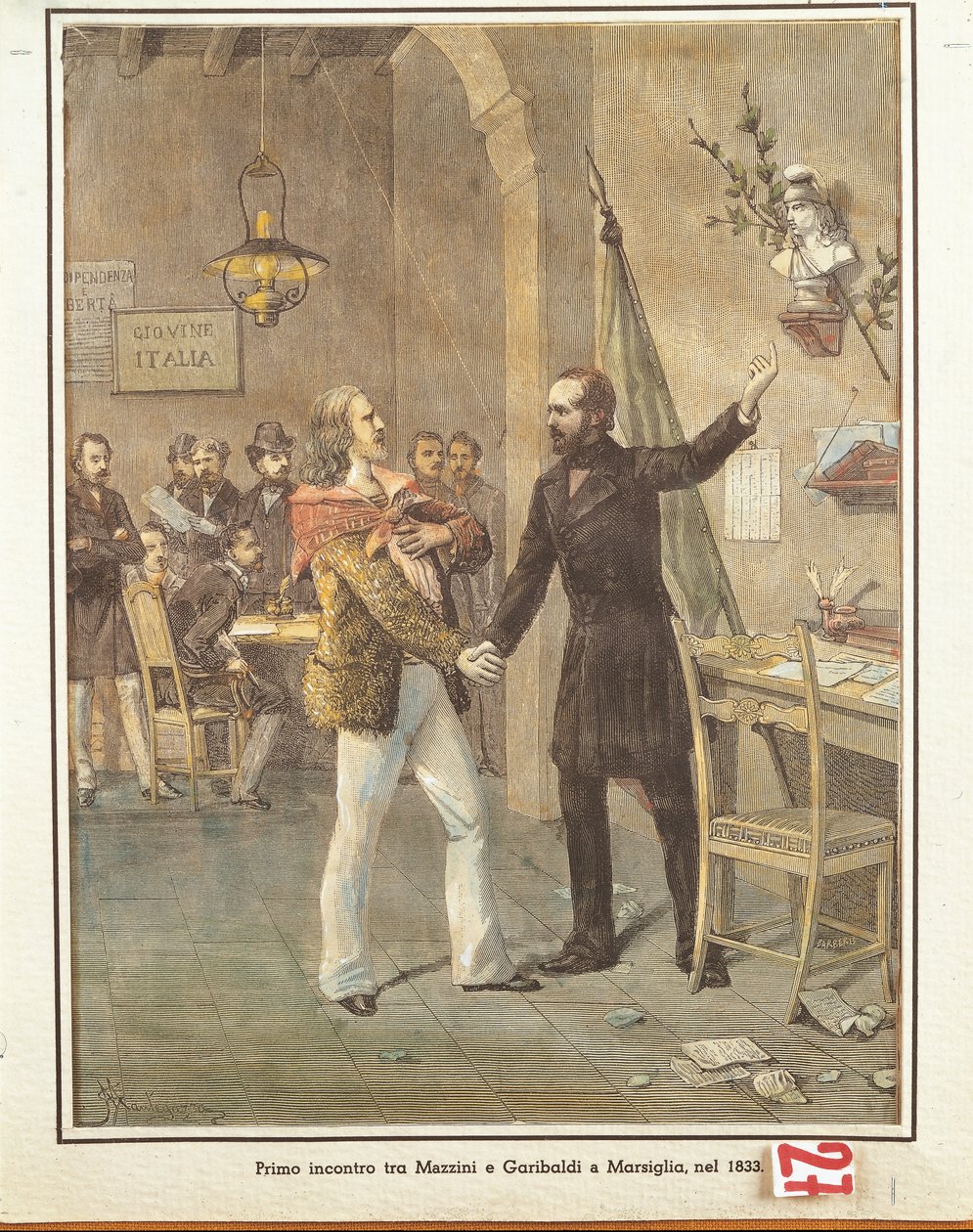 Encontro de Mazzini e Garibaldi em Marselha de French School