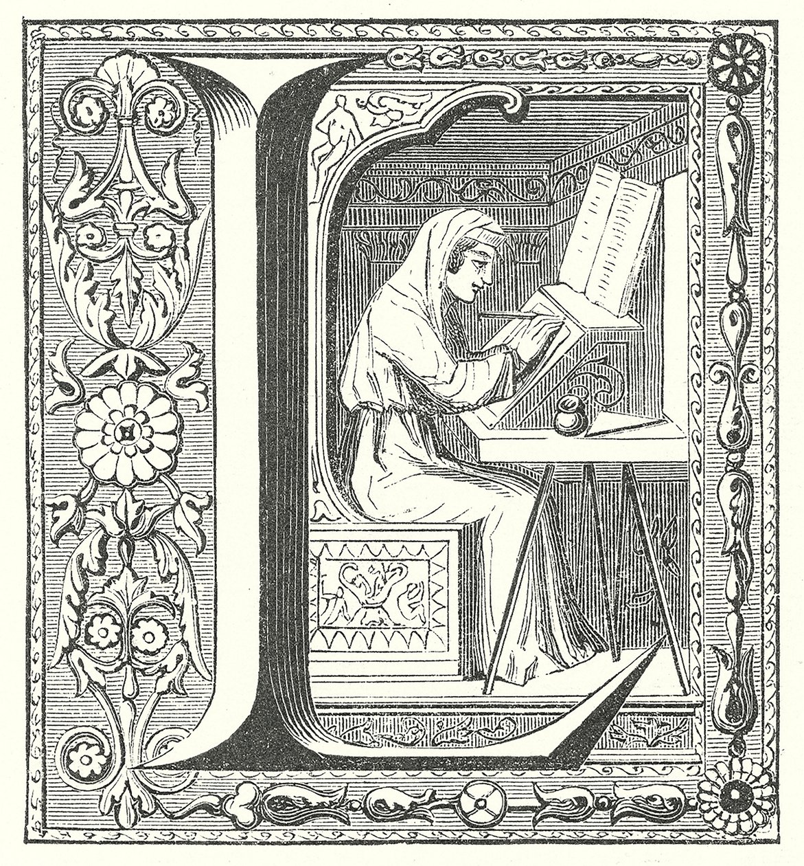 Escriba medieval trabalhando de French School