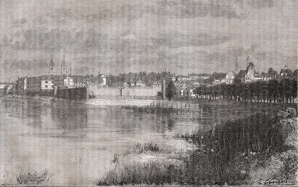 Melun - Ile-de-France - gravura em "La France illustree: geographie, histoire, administration statistique" de V.A. Malt-Brown. 1884 de French School
