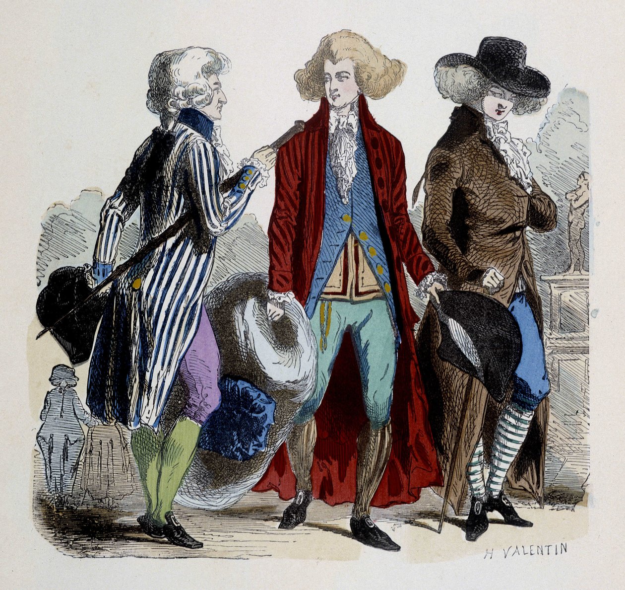 A moda dos homens em Paris, em 1787. de French School