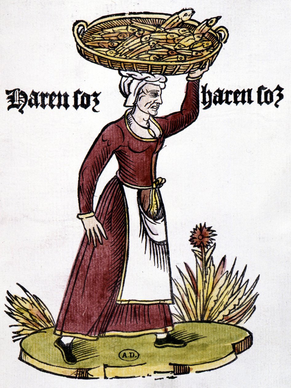 Comerciante de arenque - gravura de French School