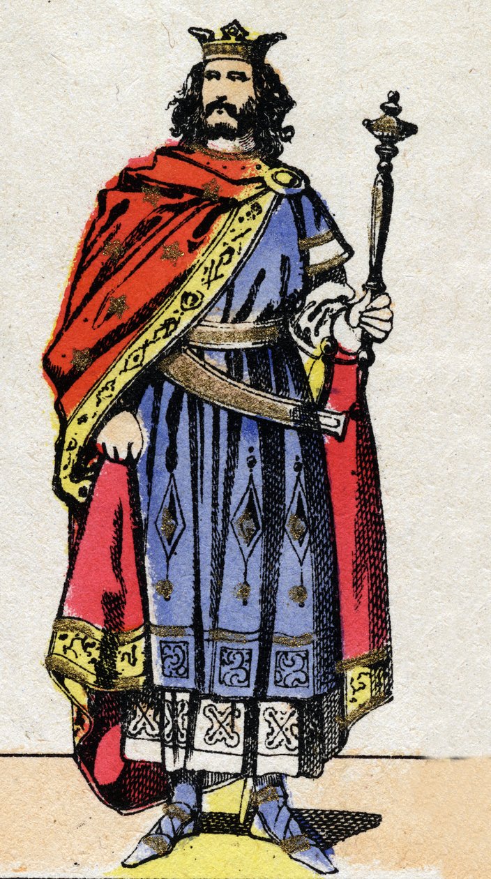 Merovingian Dynasty: Retrato de Chilperic II (cerca de 700-721) Rei dos Francos de 715 a 721. Imagem epinal do final do século XIX. Coleção particular. de French School