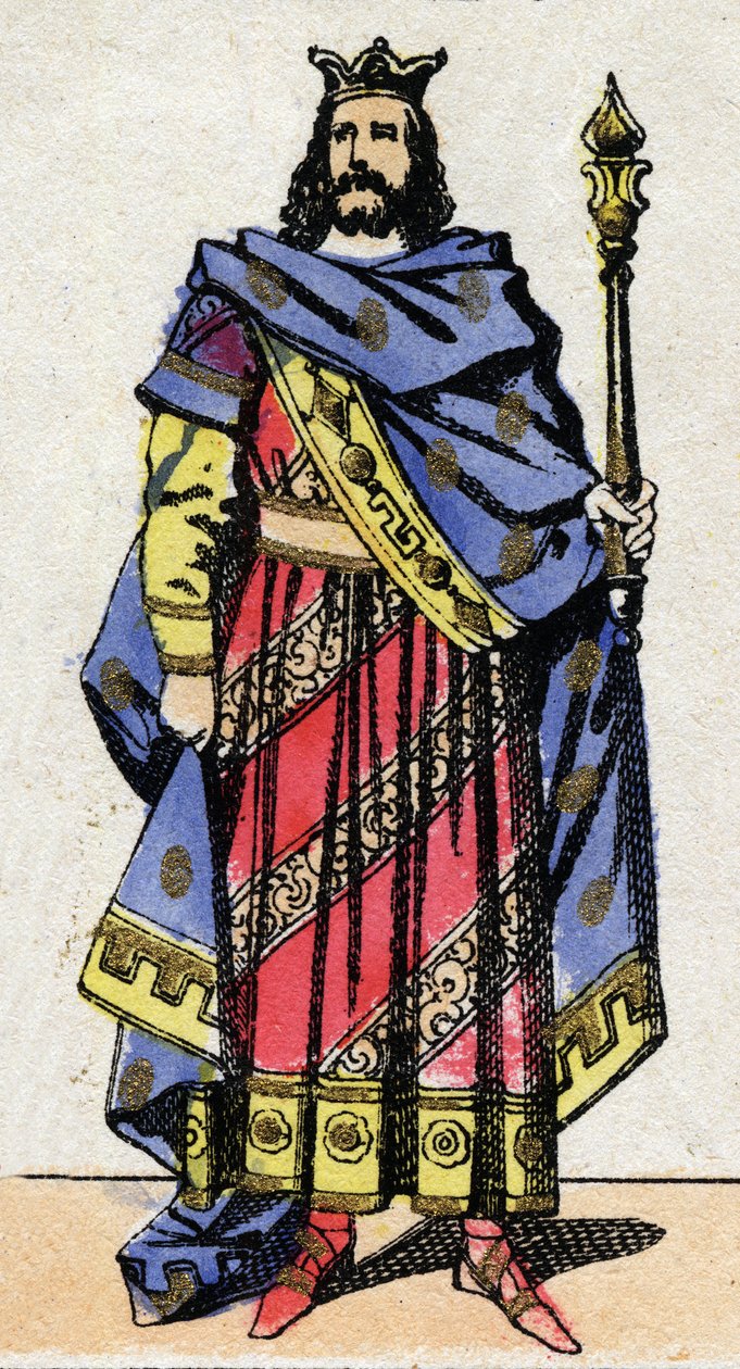 Merovingian Dynasty: Retrato de Clotaire IV (685-719) Rei dos Francos da Austrália de 717 a 719. Imagem epinal do final do século XIX. Coleção particular. de French School