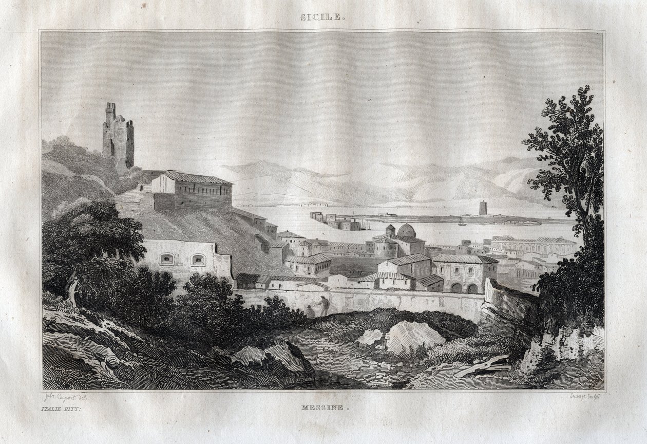 Messina - Messina - Sicilia - Sicilia - Sicilie - Gravura de "Itália Pitoresca" - Pintura Histórica e Descritiva da Itália" de M. de Norvins, Ch. Nodier 1834-1836. de French School