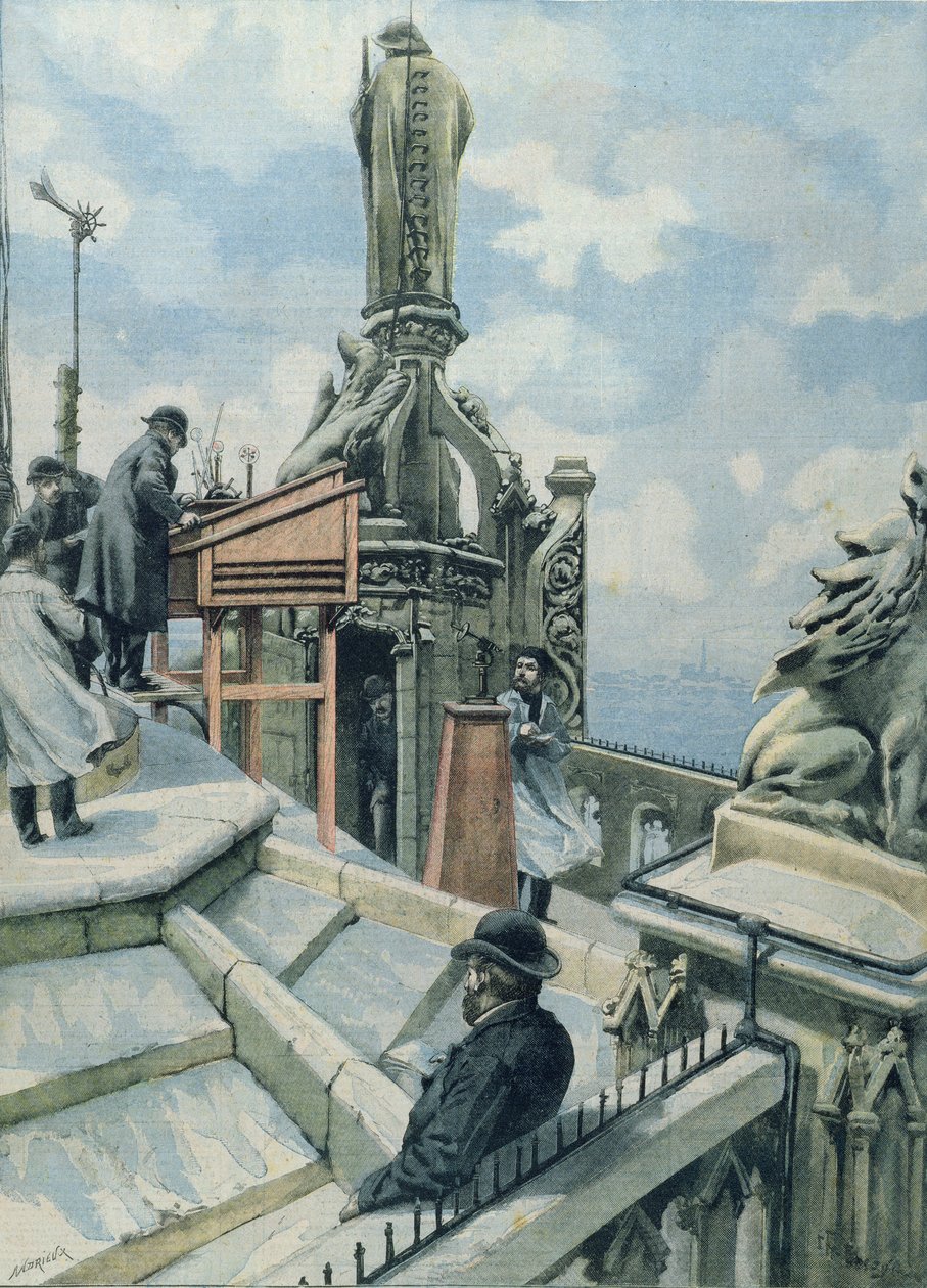 Observatório Meteorológico na Tour St. Jacques, ilustração de The Little Parisian, 20 de novembro de 1902 de French School