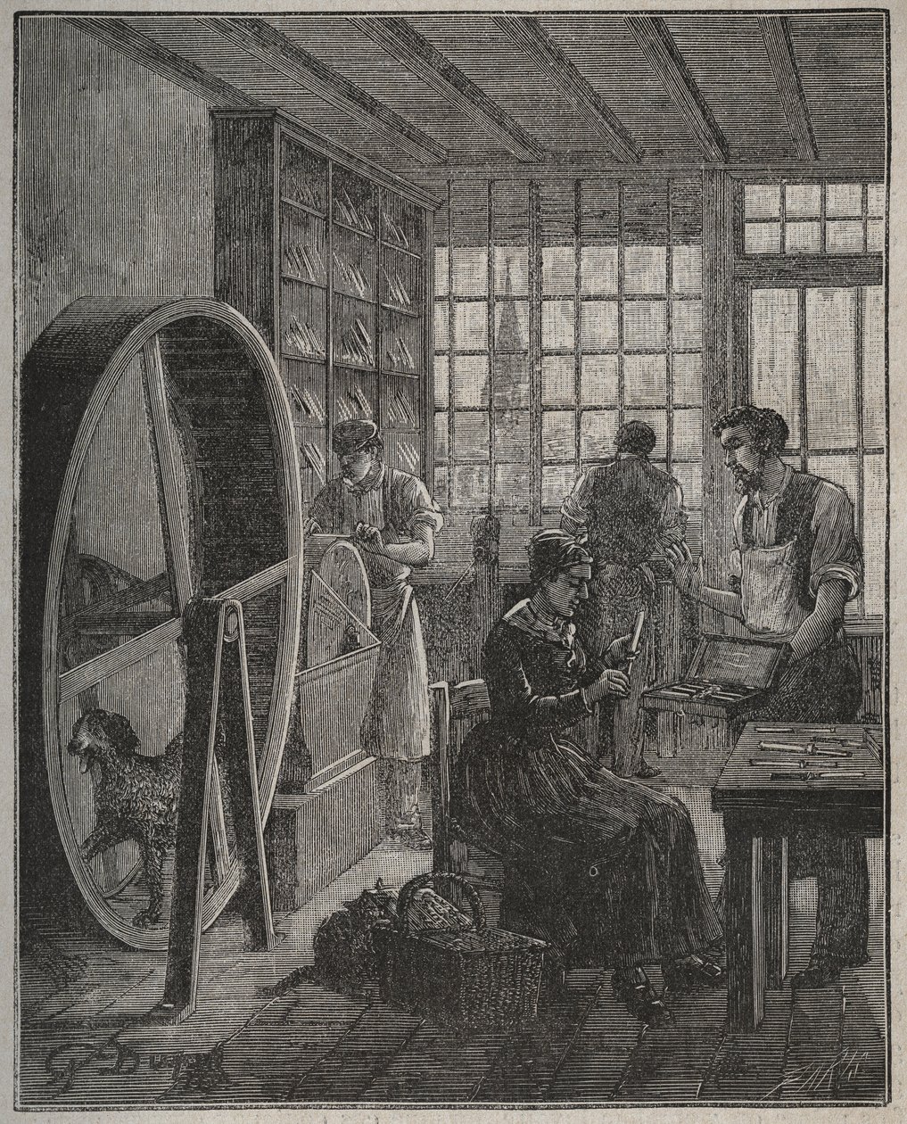 Metier e artesão: uma cutelaria na província no século XIX. Gravura de 1885 em "Les arts et metiers illustres" de Adolphe BITARD. de French School