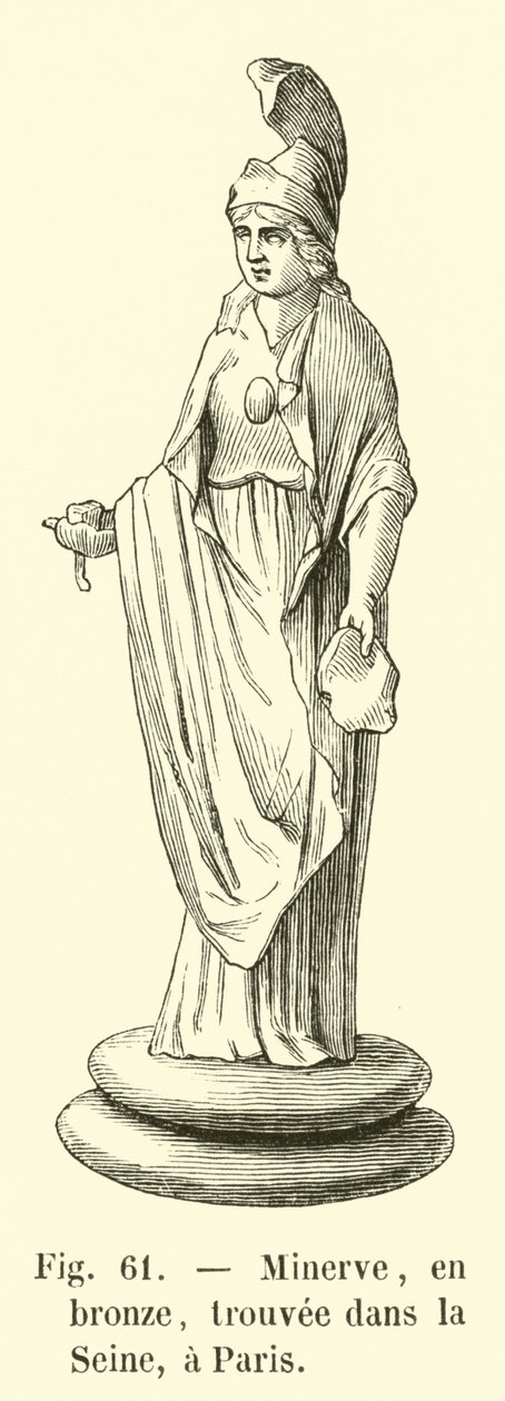 Minerva, em bronze, encontrada no Sena, Paris (gravura) de French School