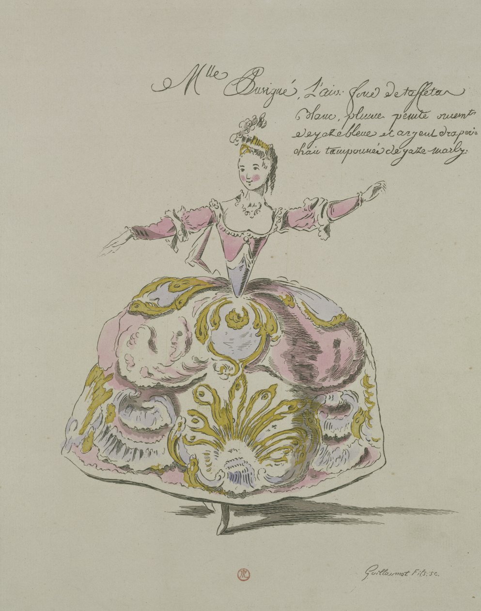 Miss Puvigne as Air, em Zoroastre, libreto de Cahusac, composto por Jean-Philippe Rameau (1683-1764) fac-símile de A. Guillaumot Fils, 1749 (gravura colorida) de French School
